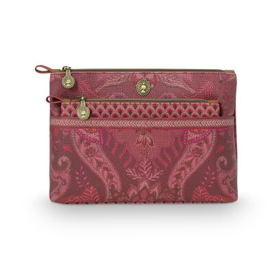 PIP - Cosmetic Bag Combi Kyoto Festival Dark Pink 26x18x7.5cm/22x13x1cm