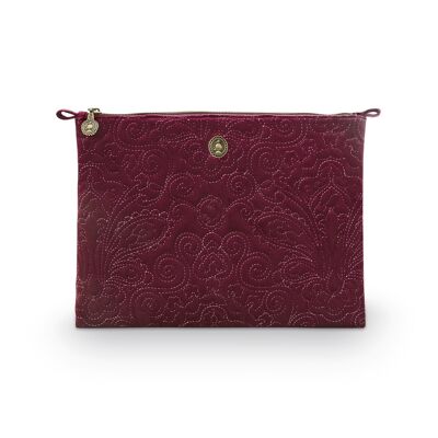 PIP - Cosmetic Flat Pouch Large Velvet Quiltey Days Red 30x22x1cm