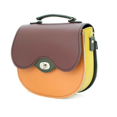 Borsa da sella Twist Lock in pelle fatta a mano - Caleidoscopio autunnale