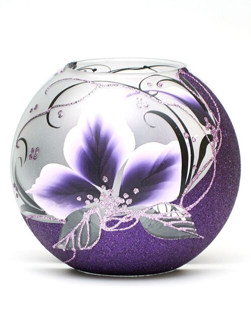 Handpainted glass vase for flowers 5578/180/843.1 | Round table vase diameter 18 cm