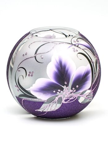 Vase en verre peint à la main pour fleurs 5578/180/843.1 | Vase de table rond diamètre 18 cm 2