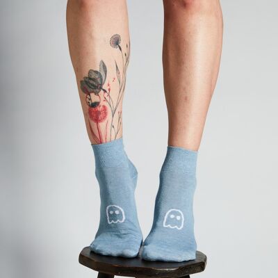 Linen socks made in France – “GHOST” pattern - SKY BLUE