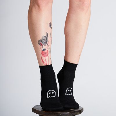 Linen socks made in France – “GHOST” pattern - BLACK