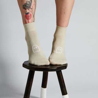 Linen socks made in France – “GHOST” pattern - BEIGE