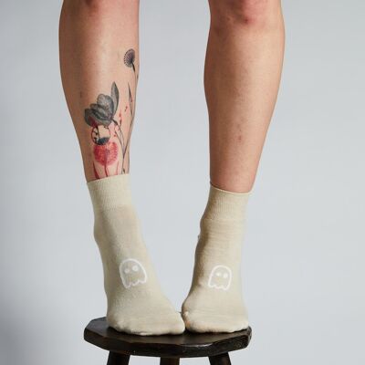 Linen socks made in France – “GHOST” pattern - BEIGE