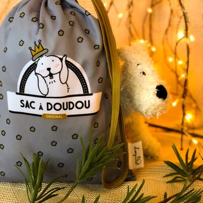 Sac à doudou tout doux "Jacotte la marmotte" pour bébé et enfant éco-responsable et certifié oeko-tex standard 100 | lavable en machine