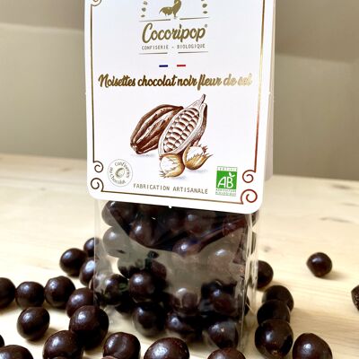 Dark chocolate fleur de sel hazelnuts