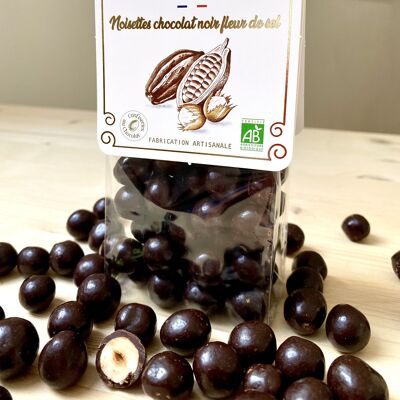 Dark chocolate fleur de sel hazelnuts