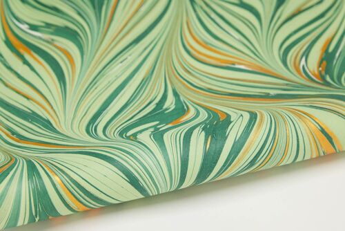 Hand Marbled Gift Wrap Sheet - Fountain Waves Conifer