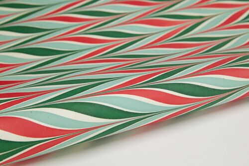 Hand Marbled Gift Wrap Sheet - Candy Stripes Festive Mix
