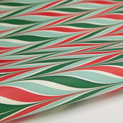 Hand Marbled Gift Wrap Sheet - Candy Stripes Festive Mix