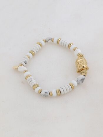 Bracelet Karmiel - Doré Howlite blanche