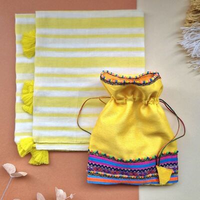 Set de regalo de bolsa de bufanda amarilla
