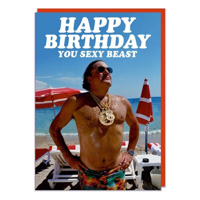 Happy Birthday You Sexy Beast Funny Birthday Card