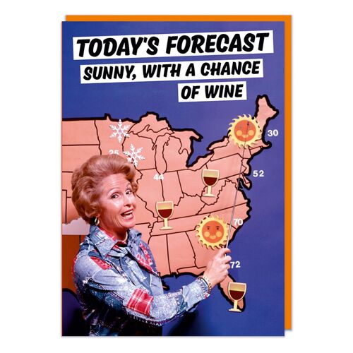 Sunny With a Chance Of Wine Funny Birthday Card