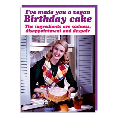 J'ai fait une carte d'anniversaire drôle de gâteau d'anniversaire végétalien