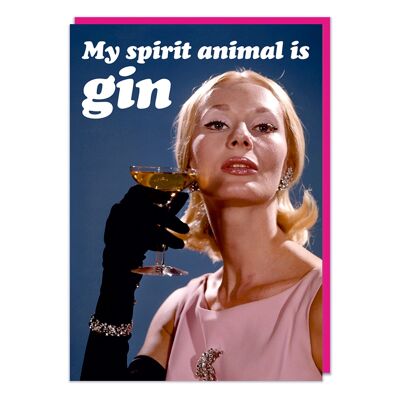 Biglietto di auguri di compleanno divertente My Spirit Animal Is Gin