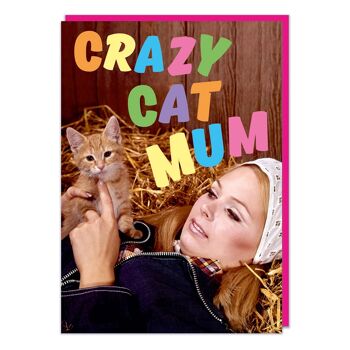 Carte de fête des mères drôle de maman de chat fou 2