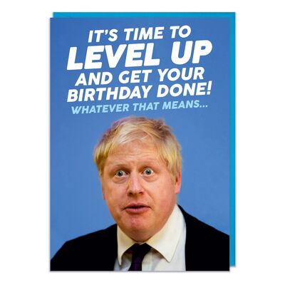 Carte d'anniversaire amusante Boris Johnson Level Up