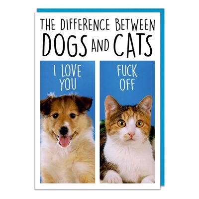 Difference Between Dogs and Cats Funny Birthday Card