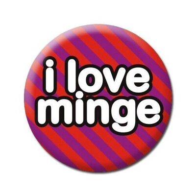 Amo la insignia divertida de Minge