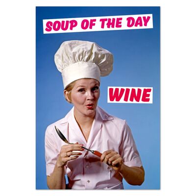 Magnete frigo divertente con zuppa del giorno vino