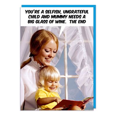 Grand verre de vin carte drôle de fête des mères