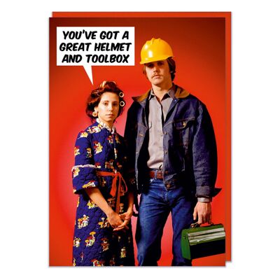 Helmet and Toolbox Funny Valentines Card