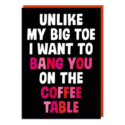 Knallen Sie auf dem Kaffeetisch Lustige Valentinsgrußkarte