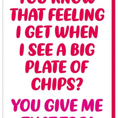 Großer Teller mit Chips Valentinskarte