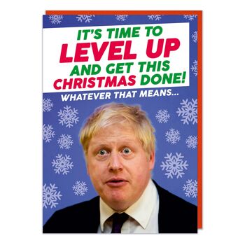 Carte de Noël amusante de Boris Johnson Level Up 2