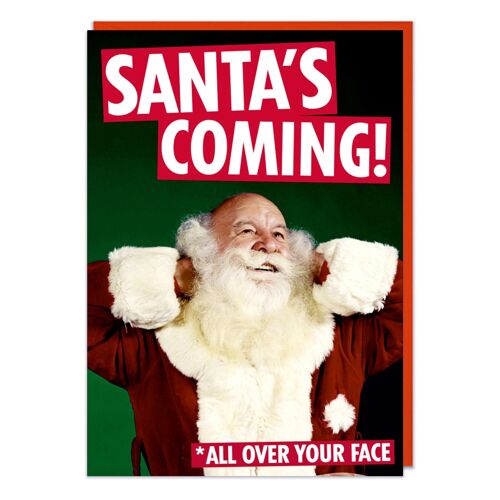 Santa's Coming Funny Christmas Card