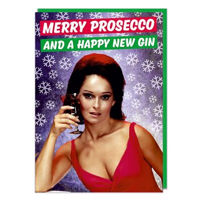 Tarjeta de Navidad divertida Merry Prosecco