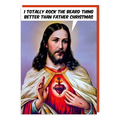 Totally Rock The Beard Funny Christmas Card