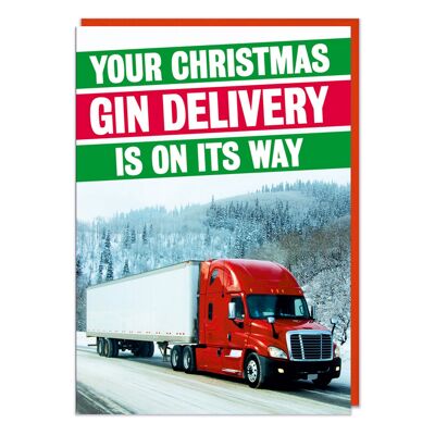 Carte de Noël drôle de livraison de gin