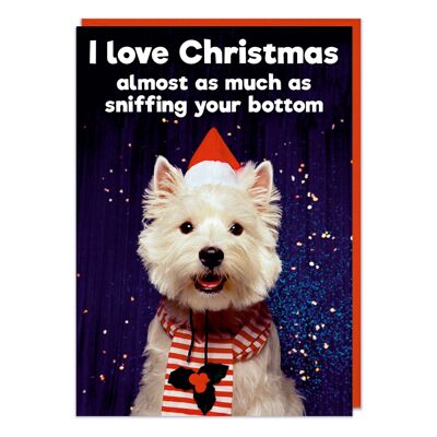 Sniffing Your Bottom Funny Christmas Card