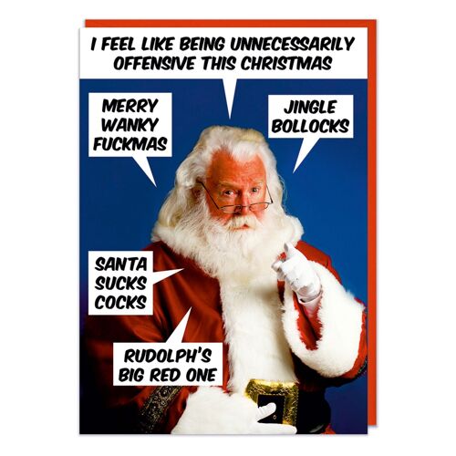 Unnecessarily offensive Santa Rude Christmas Card
