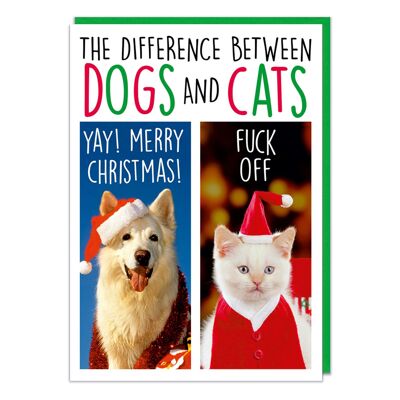 Differenza tra cani e gatti Cartolina di Natale divertente