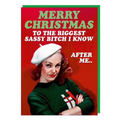 Biggest sassy bitch I know Funny Christmas Card