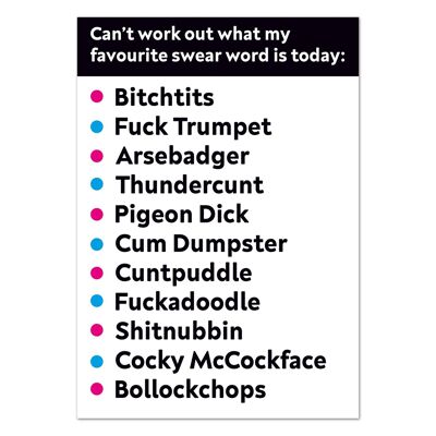 Favourite Swear word Rude Postcard