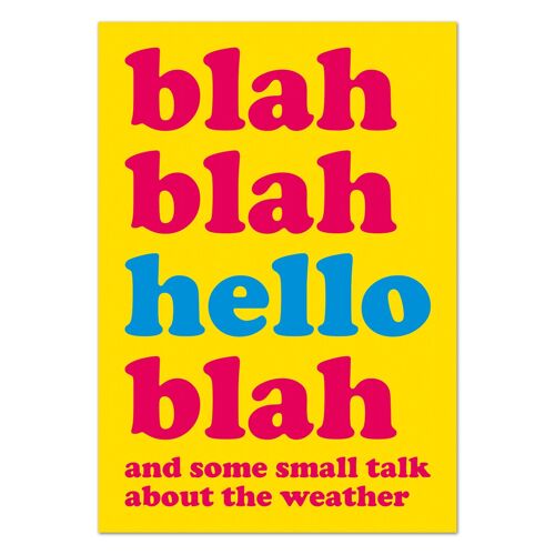 Blah Blah Hello Blah Postcard Funny