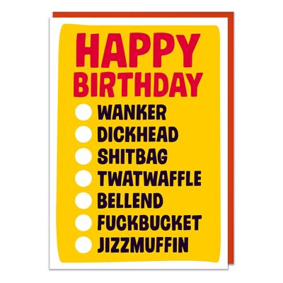 Silly Insults Rude Birthday Card