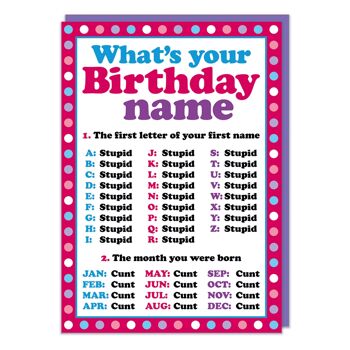 Nom d'anniversaire Carte d'anniversaire grossier 2