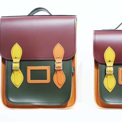 Handmade Leather City Backpack - Autumnal Kaleidoscope