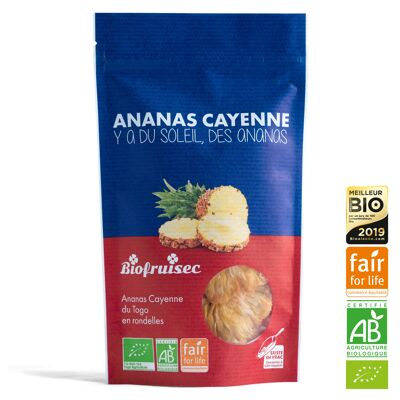 Fair Trade Organic Cayenne Pineapple from Togo dried in slices Zip bag 100 g