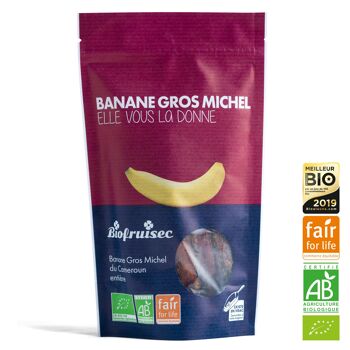 Banane Gros Michel Bio équitable du Cameroun séchée entière Sachet zip 150 g 1