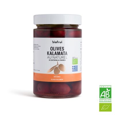Bio schwarze Kalamon-Olive aus Kalamata in traditioneller Salzlake Glas 200 g