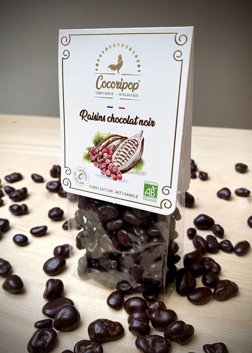 Raisins enrobés de chocolat noir