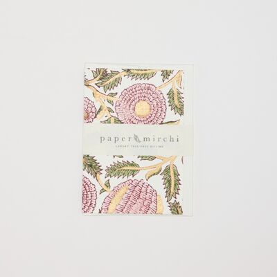 Hand Block Printed Greeting Card - Marigold Glitz Blush