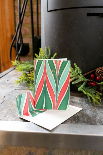 Carte de vœux marbrée à la main - Candy Stripes Merry Christmas Festive Mix 4